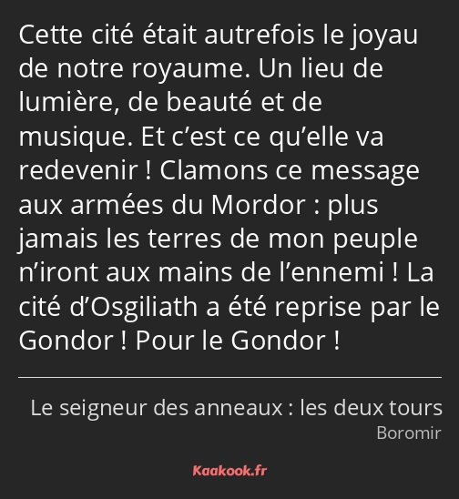 Cette cité était autrefois le joyau de notre royaume. Un lieu de lumière, de beauté et de musique…