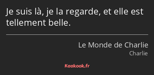 Je suis là, je la regarde, et elle est tellement belle.