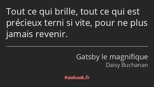 Tout ce qui brille, tout ce qui est précieux terni si vite, pour ne plus jamais revenir.