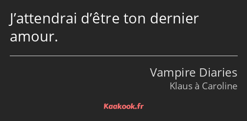 J’attendrai d’être ton dernier amour.