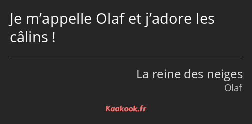 Je m’appelle Olaf et j’adore les câlins !