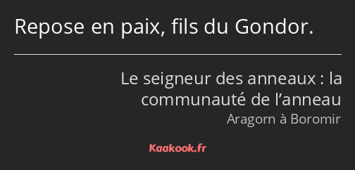 Repose en paix, fils du Gondor.