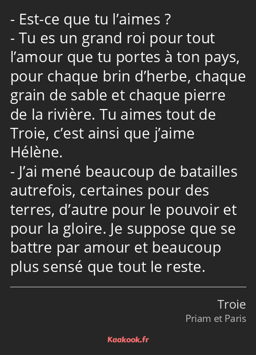 Est-ce que tu l’aimes ? Tu es un grand roi pour tout l’amour que tu portes à ton pays, pour chaque…