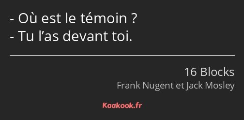 Où est le témoin ? Tu l’as devant toi.