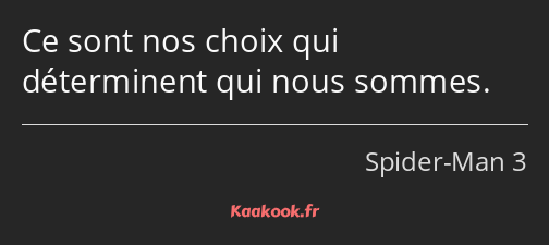 Ce sont nos choix qui déterminent qui nous sommes.