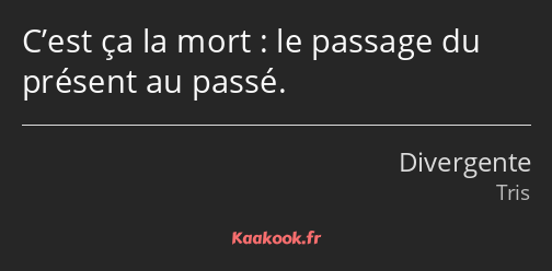 C’est ça la mort : le passage du présent au passé.