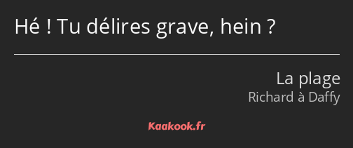 Hé ! Tu délires grave, hein ?