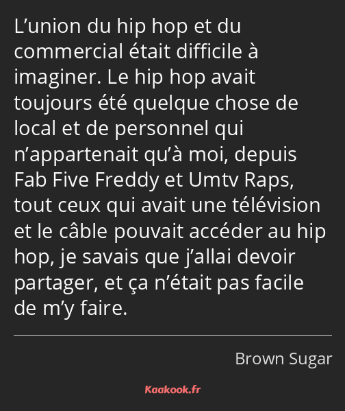 L’union du hip hop et du commercial était difficile à imaginer. Le hip hop avait toujours été…