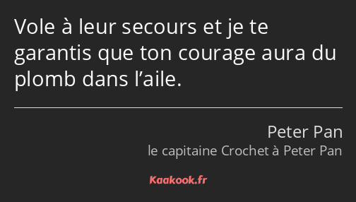 Vole à leur secours et je te garantis que ton courage aura du plomb dans l’aile.