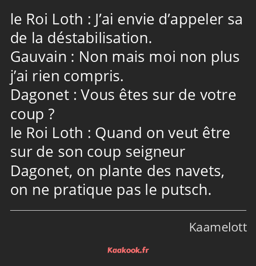 J’ai envie d’appeler sa de la déstabilisation. Non mais moi non plus j’ai rien compris. Vous êtes…