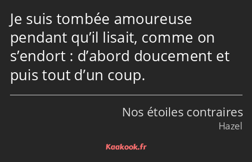 Je suis tombée amoureuse pendant qu’il lisait, comme on s’endort : d’abord doucement et puis tout…