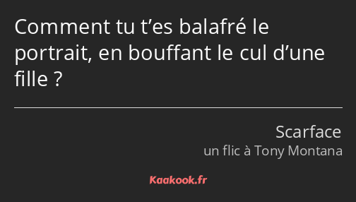 Comment tu t’es balafré le portrait, en bouffant le cul d’une fille ?