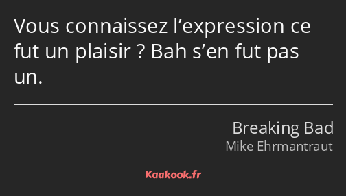 Vous connaissez l’expression ce fut un plaisir ? Bah s’en fut pas un.