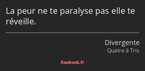 La peur ne te paralyse pas elle te réveille.