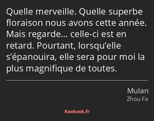 Quelle merveille. Quelle superbe floraison nous avons cette année. Mais regarde… celle-ci est en…