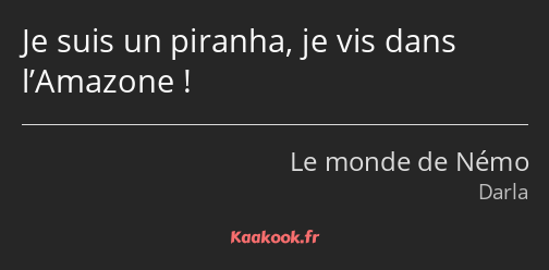 Je suis un piranha, je vis dans l’Amazone !