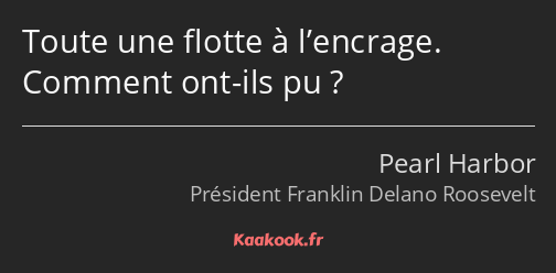 Toute une flotte à l’encrage. Comment ont-ils pu ?