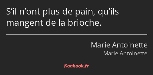 S’il n’ont plus de pain, qu’ils mangent de la brioche.