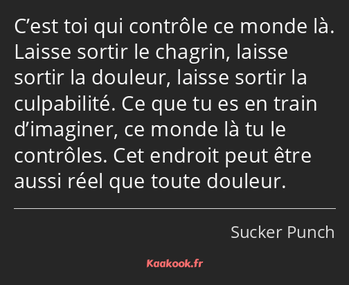 C’est toi qui contrôle ce monde là. Laisse sortir le chagrin, laisse sortir la douleur, laisse…
