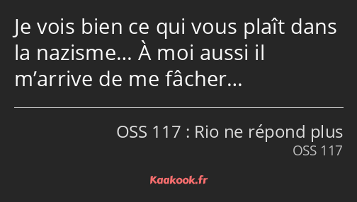Je vois bien ce qui vous plaît dans la nazisme… À moi aussi il m’arrive de me fâcher…