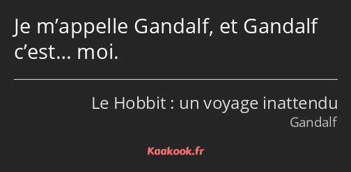 Je m’appelle Gandalf, et Gandalf c’est… moi.