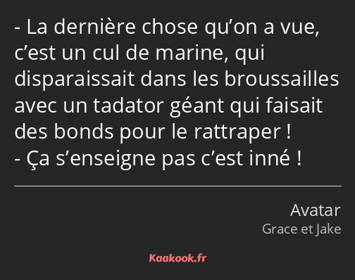 La dernière chose qu’on a vue, c’est un cul de marine, qui disparaissait dans les broussailles avec…
