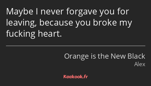 Maybe I never forgave you for leaving, because you broke my fucking heart.