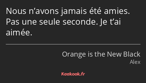 Nous n’avons jamais été amies. Pas une seule seconde. Je t’ai aimée.