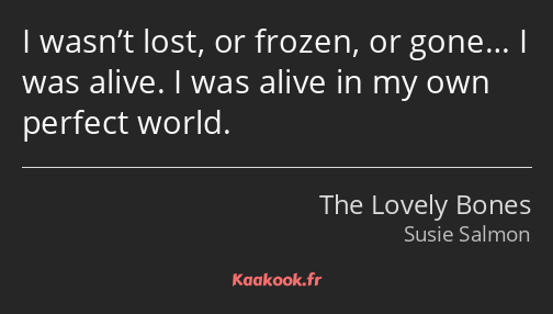 I wasn’t lost, or frozen, or gone… I was alive. I was alive in my own perfect world.