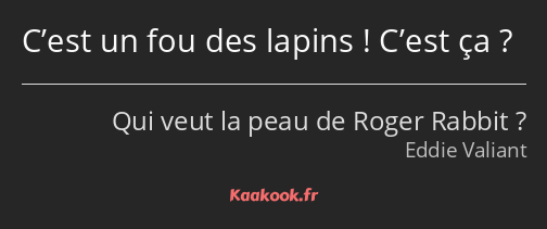 C’est un fou des lapins ! C’est ça ?