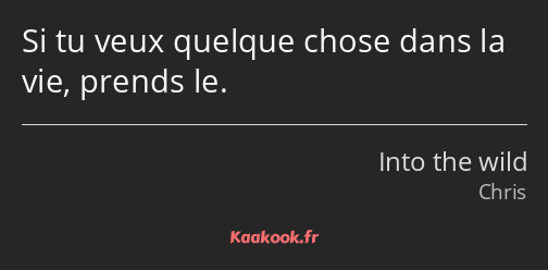 Si tu veux quelque chose dans la vie, prends le.