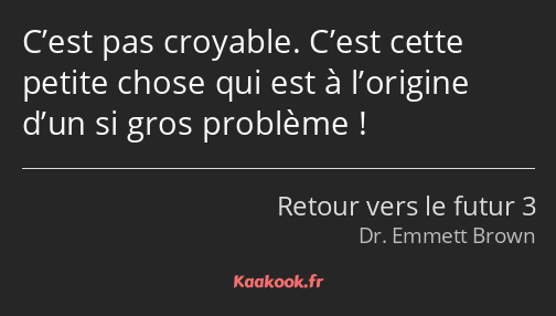 C’est pas croyable. C’est cette petite chose qui est à l’origine d’un si gros problème !