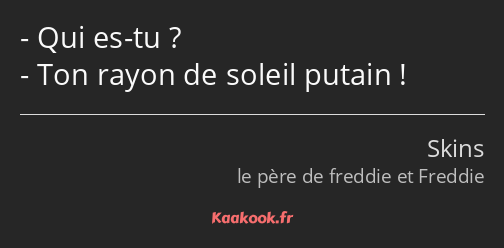 Qui es-tu ? Ton rayon de soleil putain !