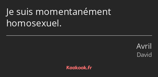 Je suis momentanément homosexuel.