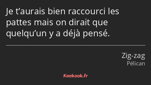 Je t’aurais bien raccourci les pattes mais on dirait que quelqu’un y a déjà pensé.