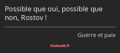 Possible que oui, possible que non, Rostov !