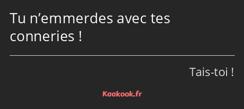 Tu n’emmerdes avec tes conneries !