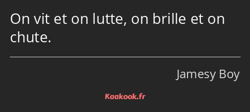 On vit et on lutte, on brille et on chute.