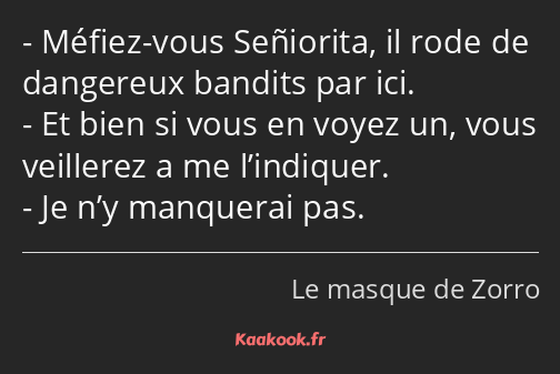 Méfiez-vous Señiorita, il rode de dangereux bandits par ici. Et bien si vous en voyez un, vous…