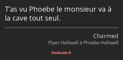 T’as vu Phoebe le monsieur va à la cave tout seul.