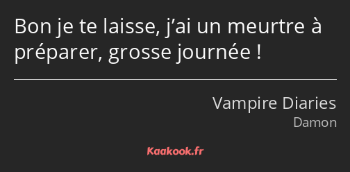 Bon je te laisse, j’ai un meurtre à préparer, grosse journée !