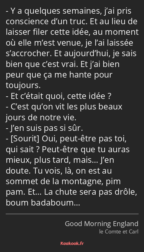 Y a quelques semaines, j’ai pris conscience d’un truc. Et au lieu de laisser filer cette idée, au…