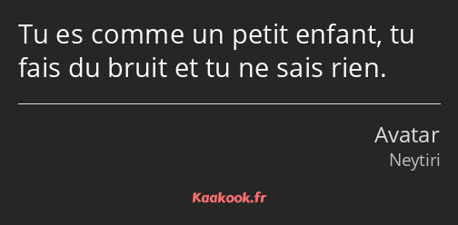 Tu es comme un petit enfant, tu fais du bruit et tu ne sais rien.