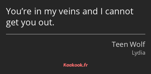 You’re in my veins and I cannot get you out.