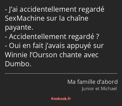 J’ai accidentellement regardé SexMachine sur la chaîne payante. Accidentellement regardé ? Oui en…