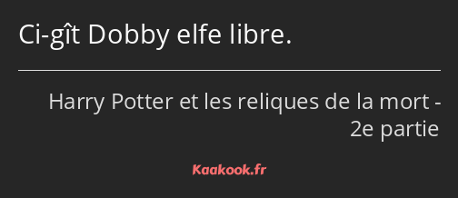 Ci-gît Dobby elfe libre.