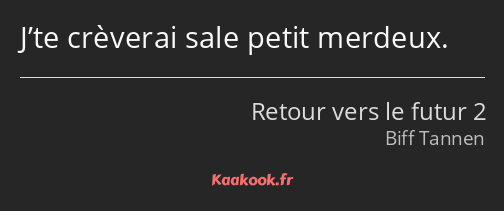 J’te crèverai sale petit merdeux.