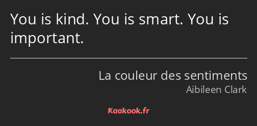 You is kind. You is smart. You is important.