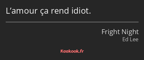 L’amour ça rend idiot.