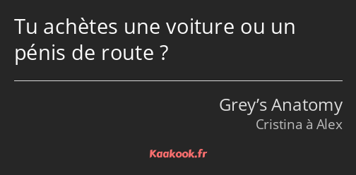 Tu achètes une voiture ou un pénis de route ?